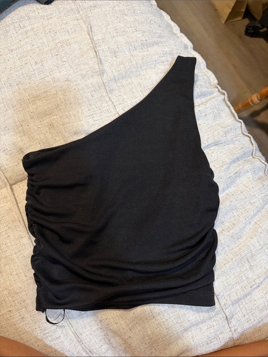 Dresses & Skirts - One-Shoulder Black Ruched Women’s Dress